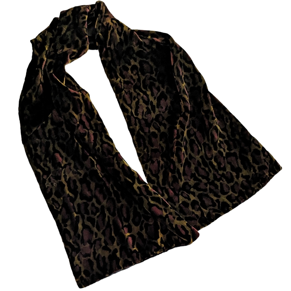Animal Print Silk Blend Velvet Scarf